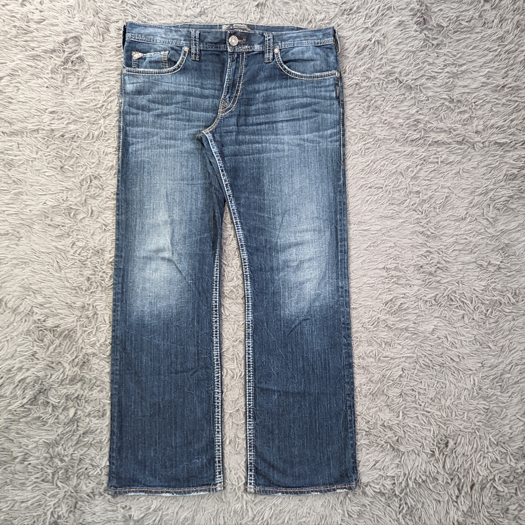 Silver Jeans Mens 38x34 Zac Relaxed Fit Bootcut Stretch Denim